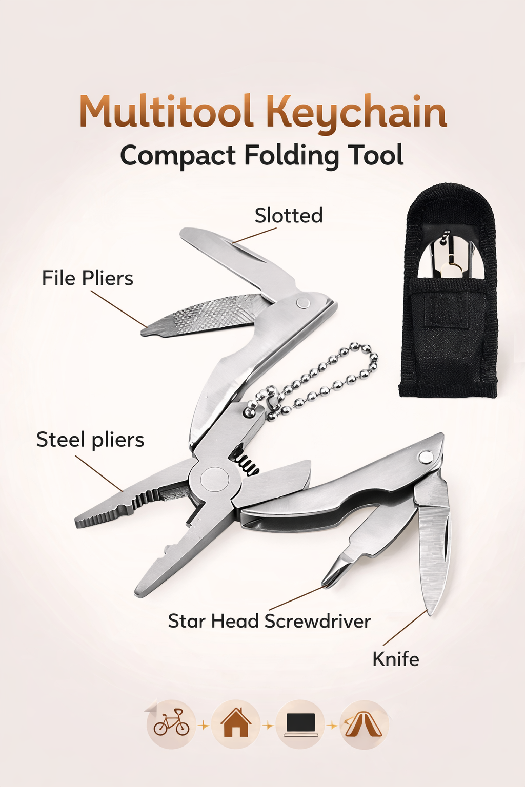 Mini Folding Piler Keychain Hand Tool Kit