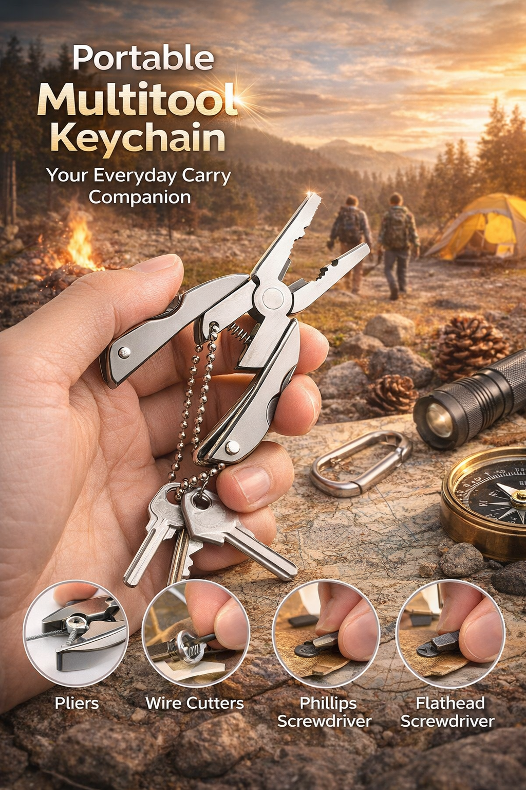 Mini Folding Piler Keychain Hand Tool Kit