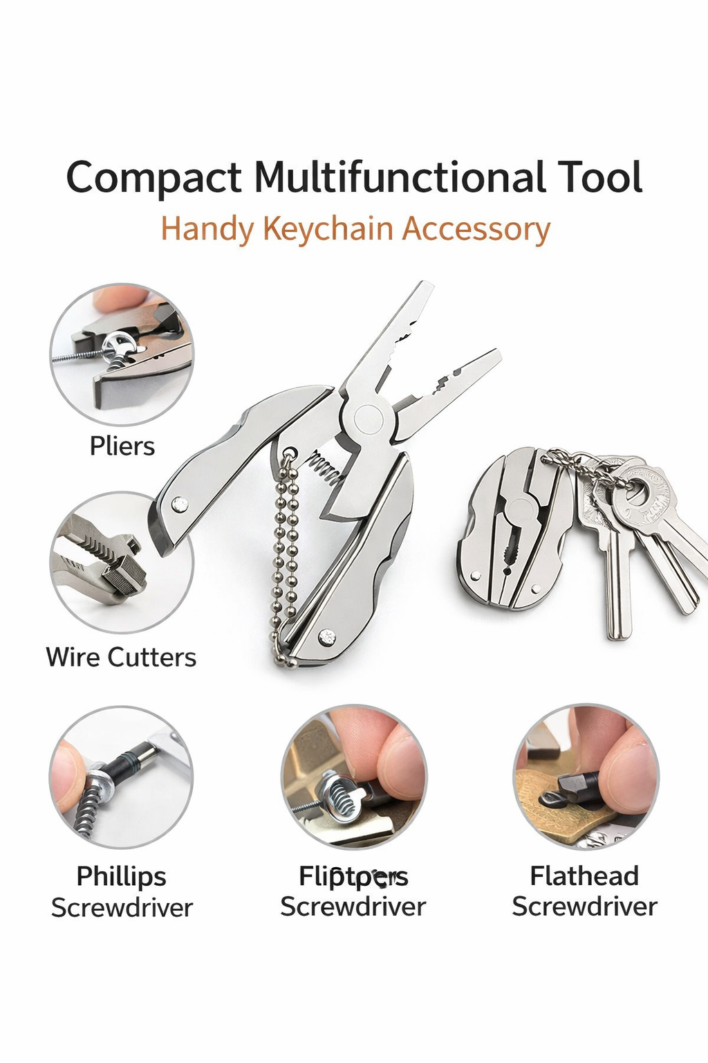 Mini Folding Piler Keychain Hand Tool Kit